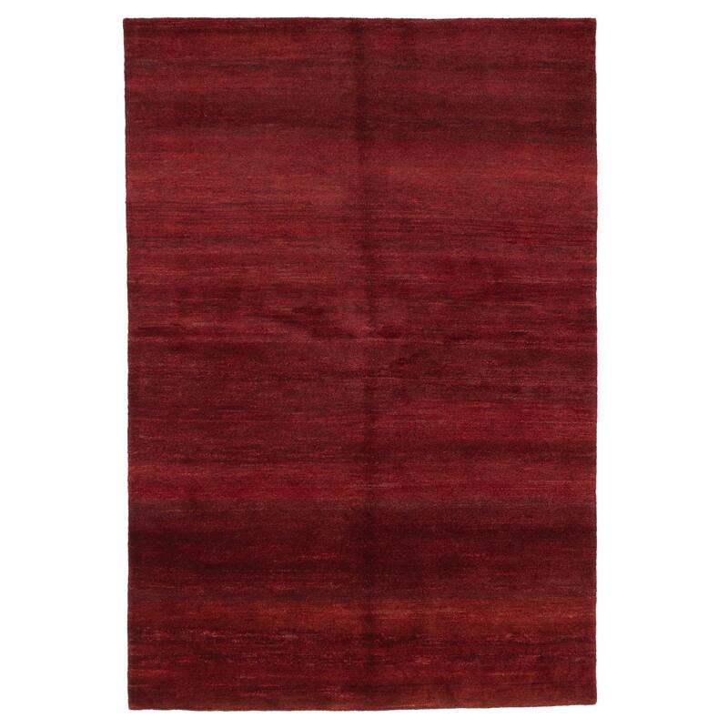 ECARPETGALLERY Hand-knotted Pak Finest Gabbeh Dark Red Wool Rug - 5'3 x 7'10