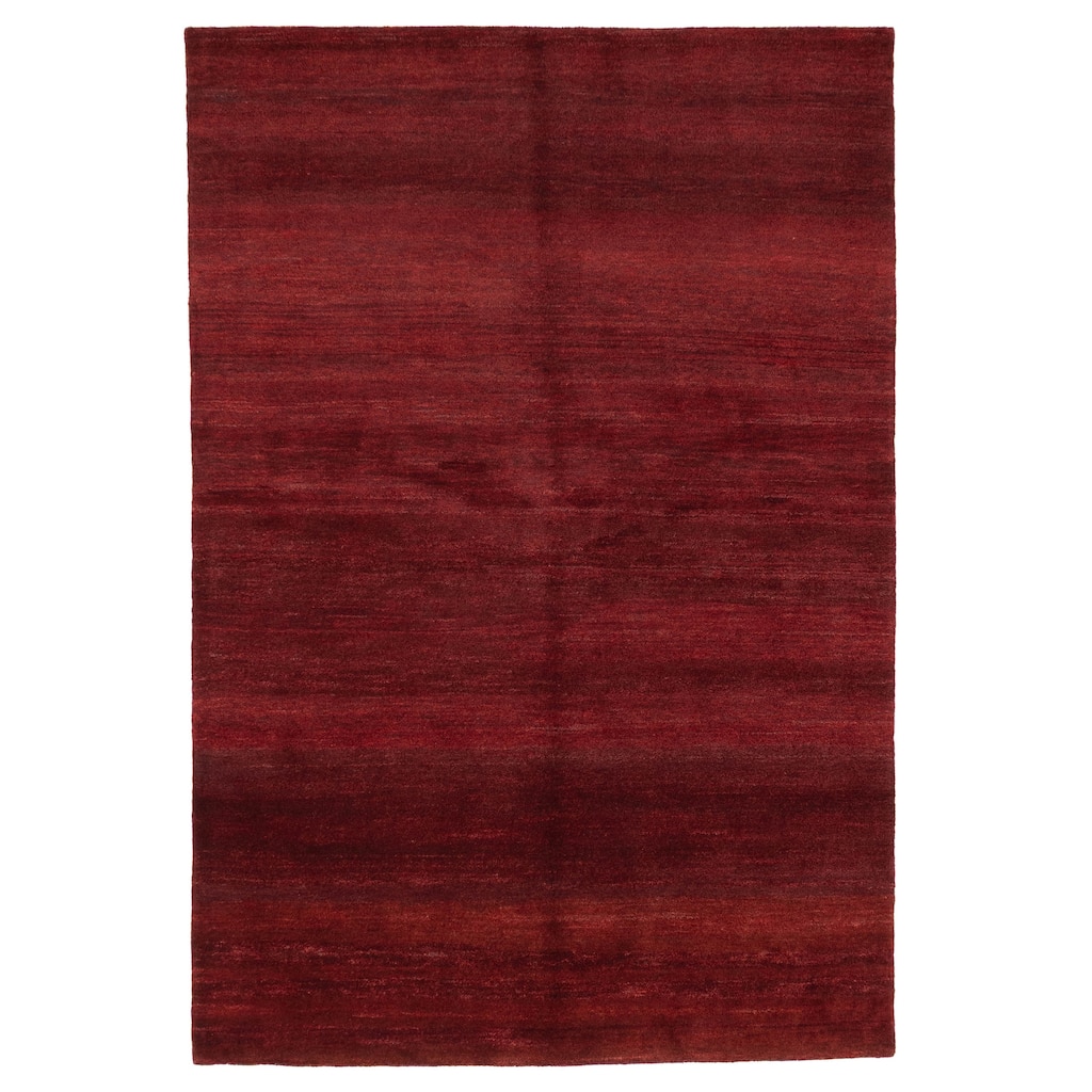 ECARPETGALLERY Hand-knotted Pak Finest Gabbeh Dark Red Wool Rug - 5'3 x 7'10