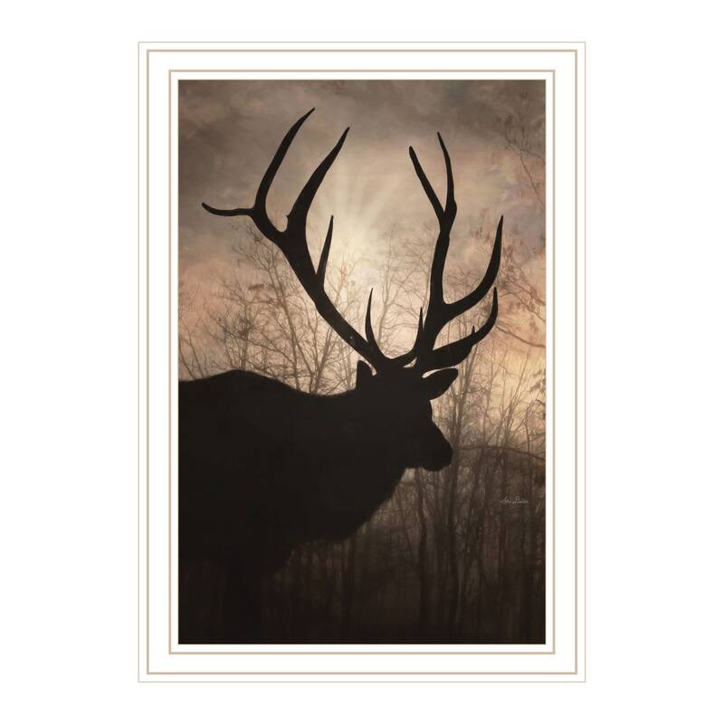 TrendyDecor4U "Elk Sunrise I" Framed Print Wall Art - White