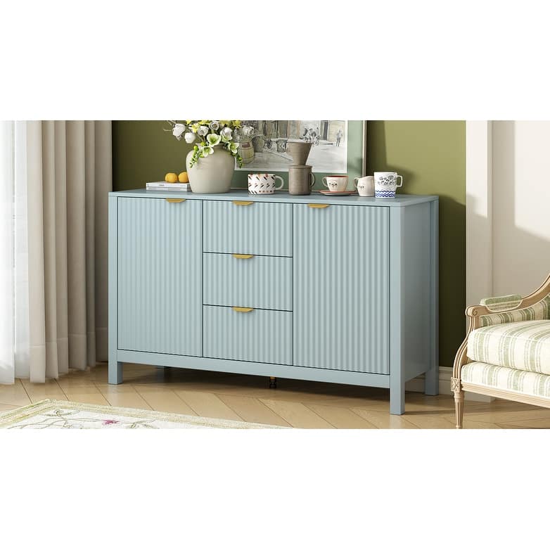 Storage Console Table with Adjustable Shelves - Cyan