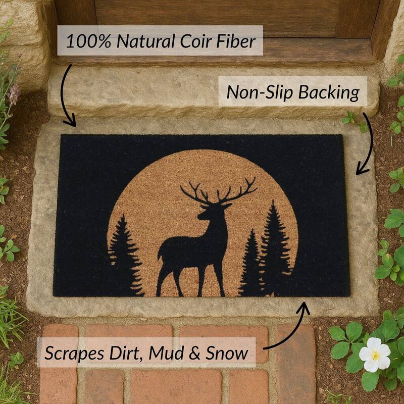 Reindeer Coir Doormat 30x18 Inches