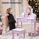 preview thumbnail 7 of 10, Kids Vanity Set with Mirror & Stool, Wooden Princess Makeup Dressing Table with Drawers for Girls Ages 4-9 - N/A Pink-without Light