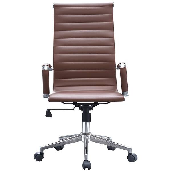 Shop Black Friday Deals On 2xhome Brown Executive Ergonomic High Back Office Chair Ribbed Pu Leather Adjustable For Manager Conference Computer Desk On Sale Overstock 13768080