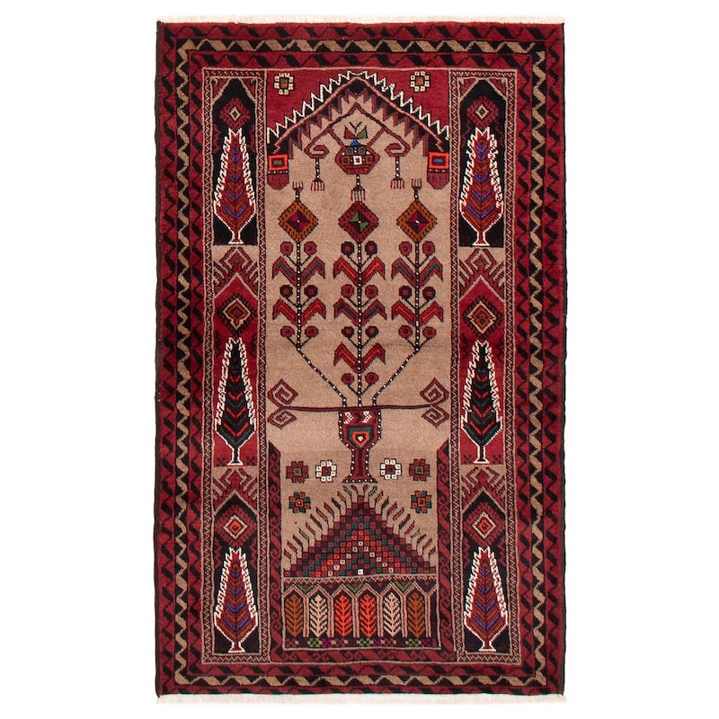 ECARPETGALLERY Hand-knotted Royal Baluch Tan Wool Rug - 3'4 x 5'7 - Tan - 3'4 x 5'7