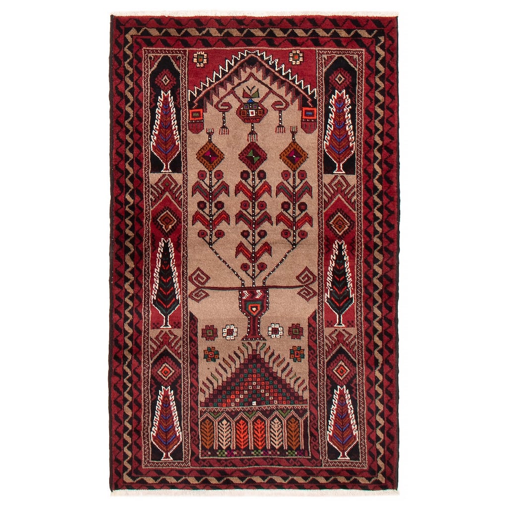 ECARPETGALLERY Hand-knotted Royal Baluch Tan Wool Rug - 3'4 x 5'7