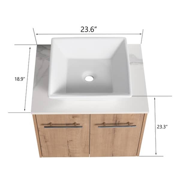 dimension image slide 0 of 8, Beingnext 24"/30" Single Bathroom Vanity with Sink, Floating Bathroom Vanity with 2 Soft Close Doors