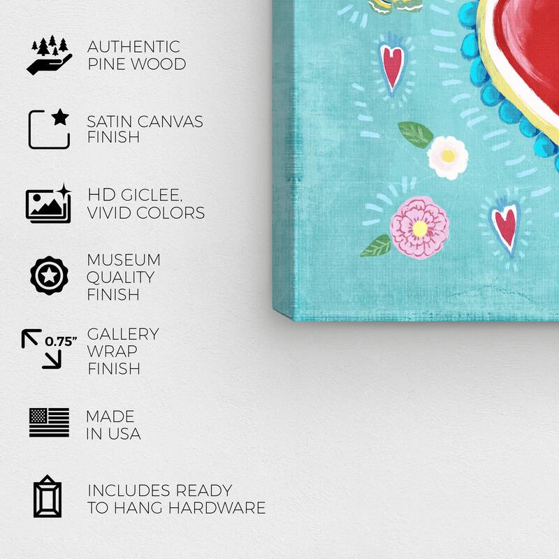 Wynwood Studio Canvas Floral and Botanical Heart Visions Blue and Tiffany Blue Modern & Contemporary Wall Art Canvas Print