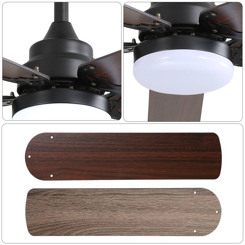 42 Inch Modern Ceiling Fan With LED Light 5 Blades Remote Control Reversible DC Motor For Bedroom