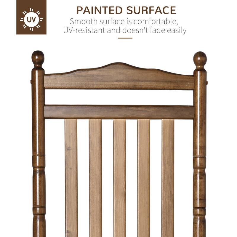 Outsunny Traditional Wooden High-Back Rocking Chair For Porch (Excluding the table)