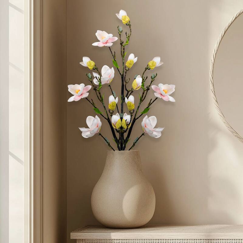 Magnolia Artificial Floral Sprays- 33" - White and Pink - Set of 4