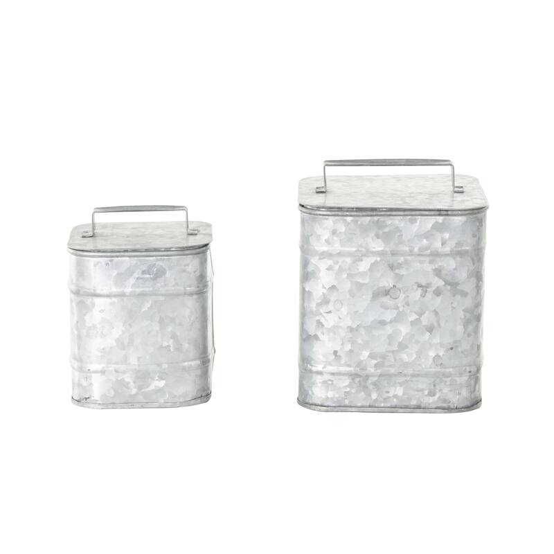 Metal Decorative Canisters - Set of 2 Silver - Roche River Decor