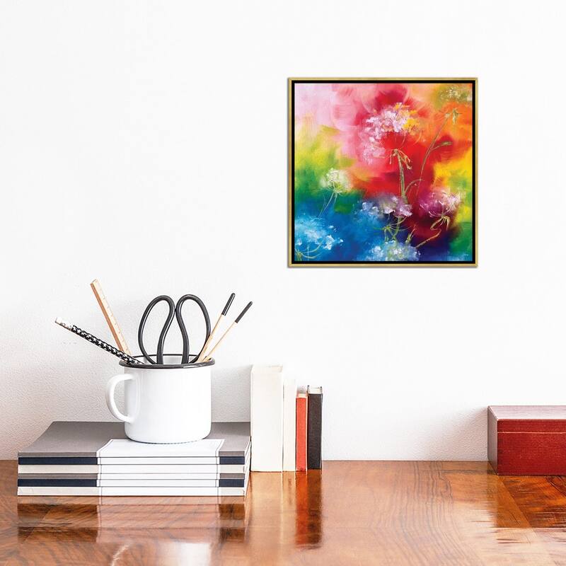 iCanvas "Rainbow Flower Swirl" by Marina Skromova Framed