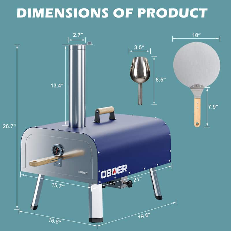 Pizza Oven Outdoor, Steel Pizza Maker with Built-in Thermometer
