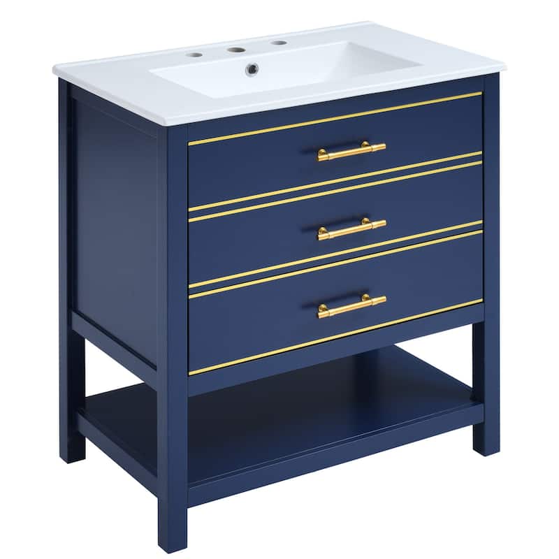 30 inch Freestanding Bathroom Vanity Set with Integrated Ceramic Sink