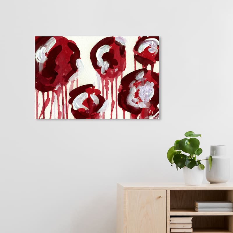 Wynwood Studio Canvas Abstract Rananculus Obsession Red and Dark Red Modern & Contemporary Wall Art Canvas Print - 20 x 30