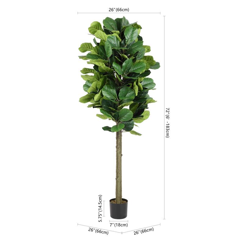 SAFAVIEH Kari Faux Fiddle Leaf Fig 72-inch Potted Tree - 26" W x 26" D x 72" H - 26Wx26Dx72H