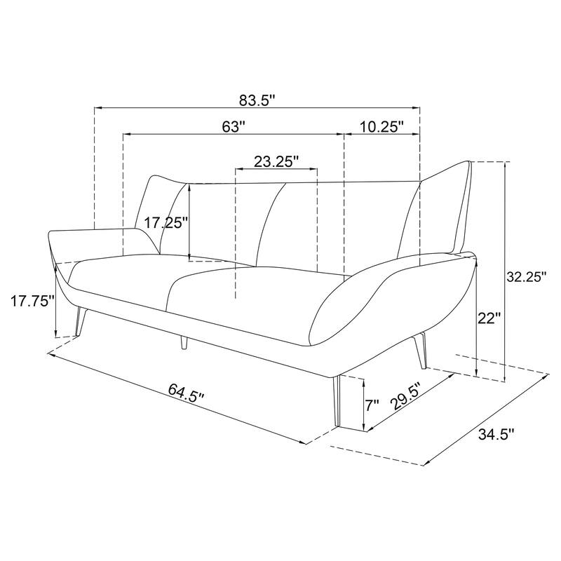 Acton Upholstered Flared Arm Sofa Set Teal Blue