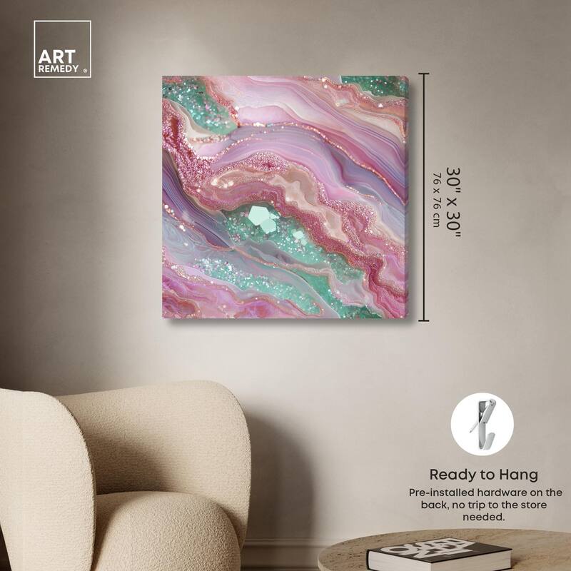 Pink and Mint Crystal II Canvas by Art Remedy, Gallery Wrapped