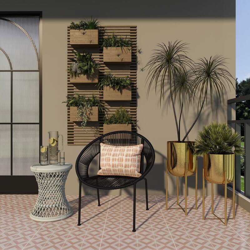 Modern Metallic Glam Planter Collection - Set of 2 - Multiple Sizes - Gold, Silver, White or Black