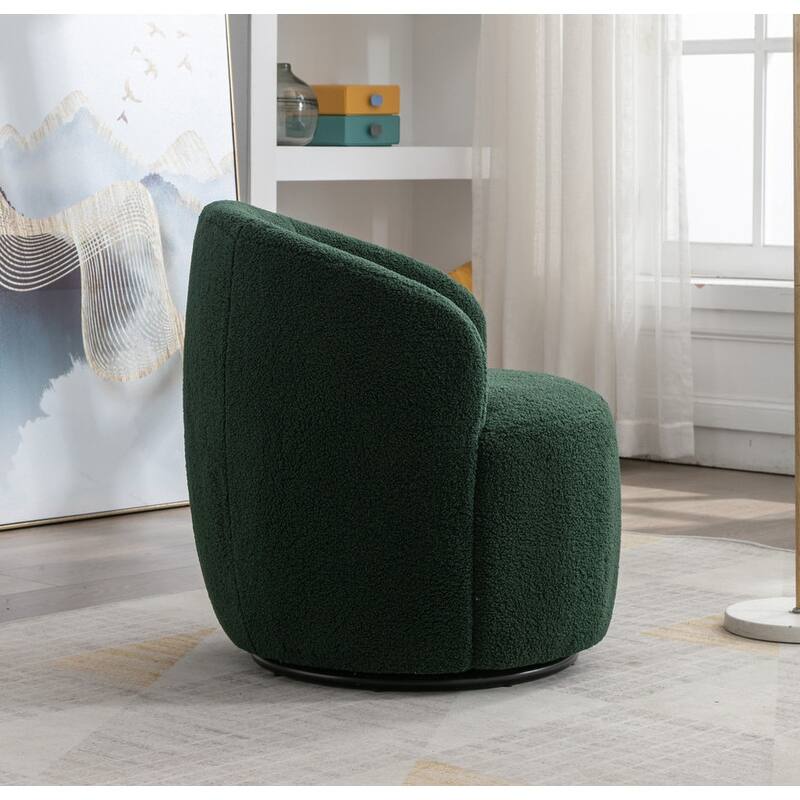 Swivel Barrel Chair,Teddy Fabric Upholstered Modern Round Accent Arm Chairs