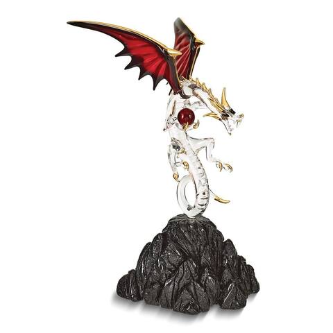 Curata Dragon with Crystal Ball Handcrafted Glass Figurine