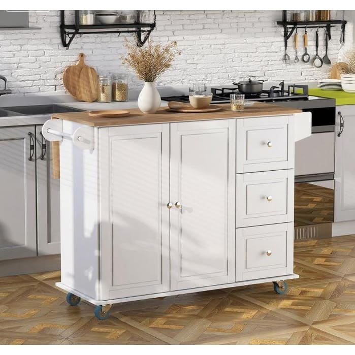 Kitchen Island Mobile Kitchen Island Storage Trolley with Drop Cart