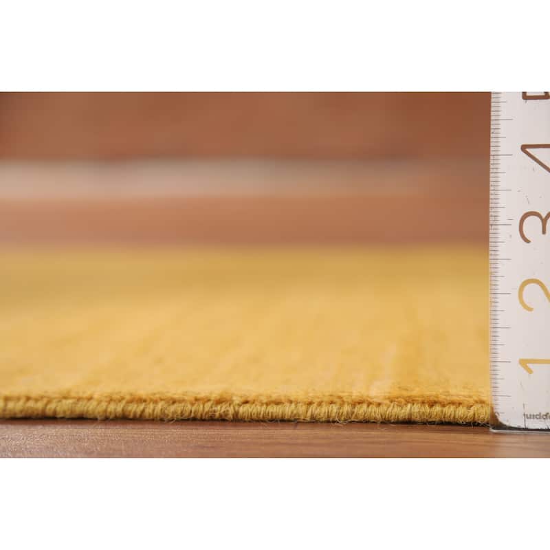 Yellow Solid Modern Gabbeh Oriental Rug Handmade Wool Carpet - 2'11" x 5'0"