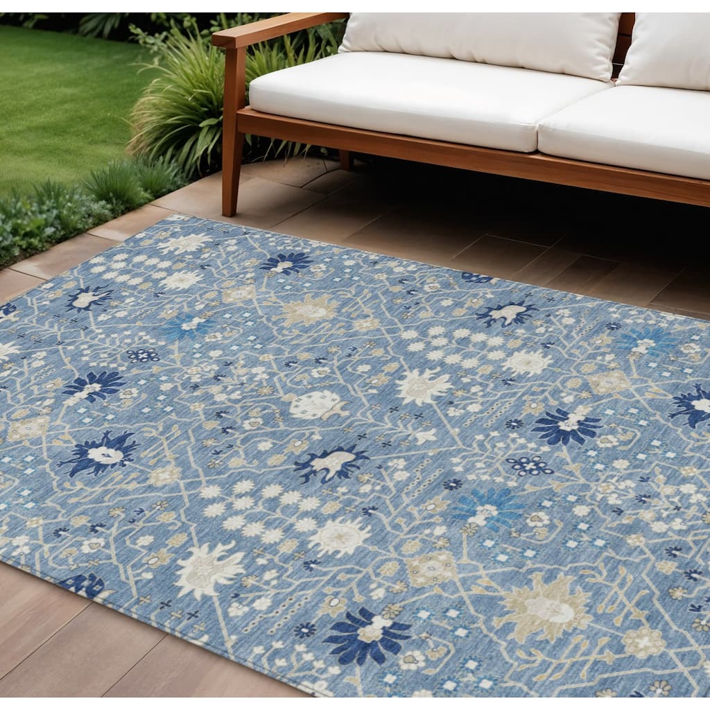 HomeRoots Oriental Traditional Rectangle Outdoor Rug