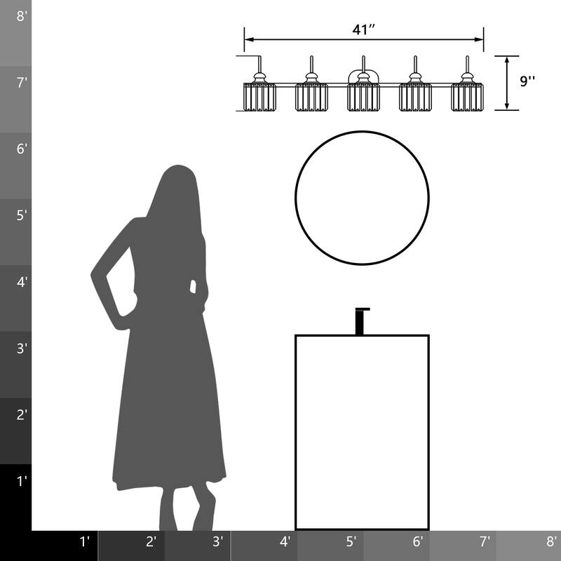 ExBrite Modern Rose Gold Dimmable Bathroom Crystal Vanity Lights