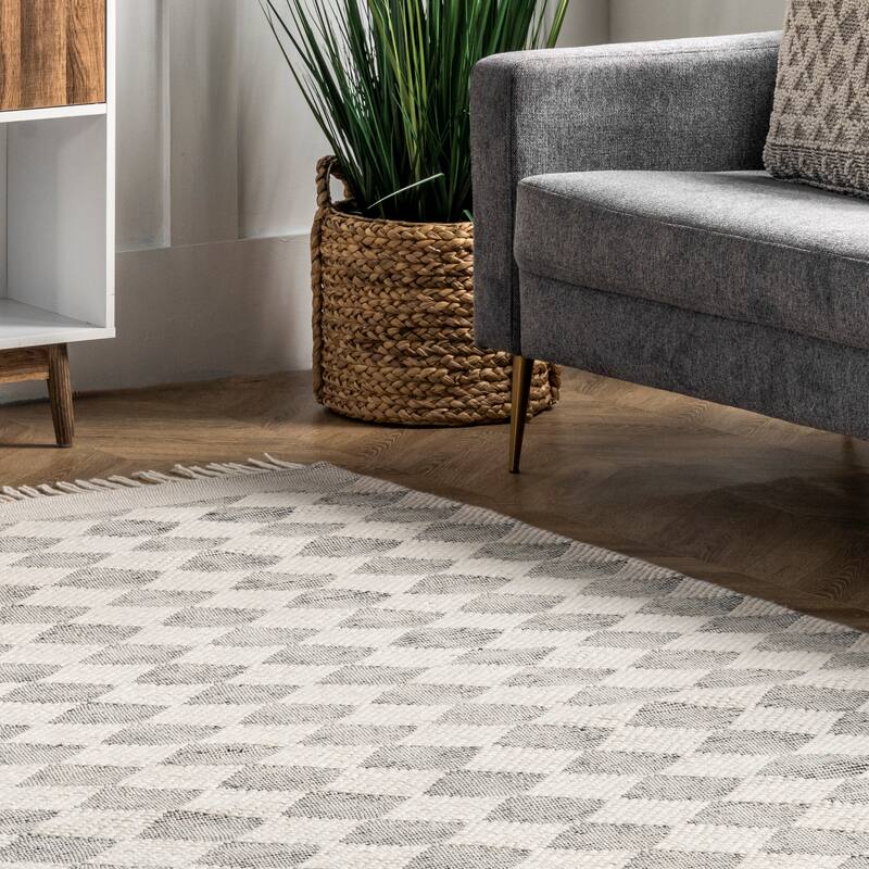 Fractal Diamond Wool Area Rug