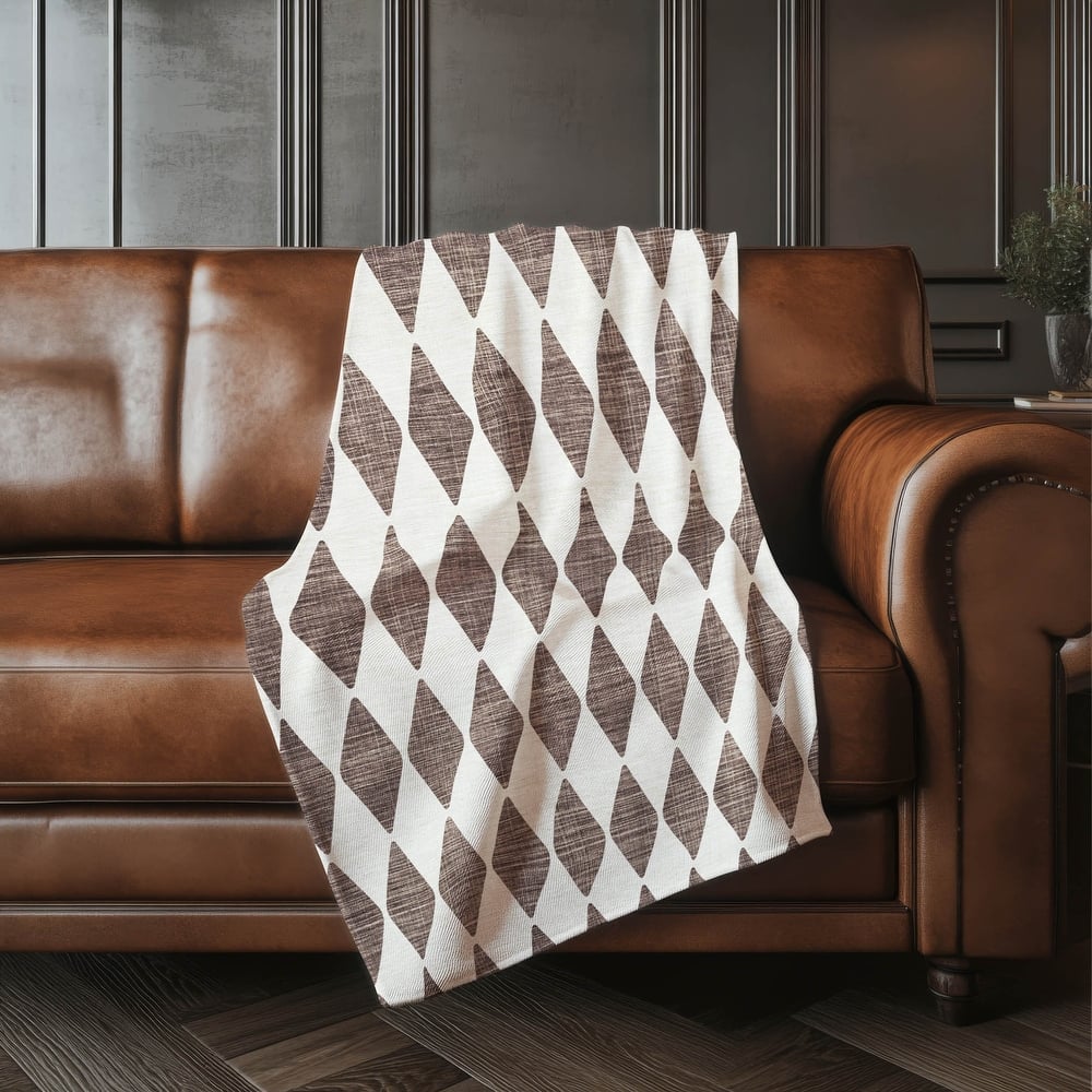 Premium Machine Washable Modern Argyle Sherpa Throw Blanket