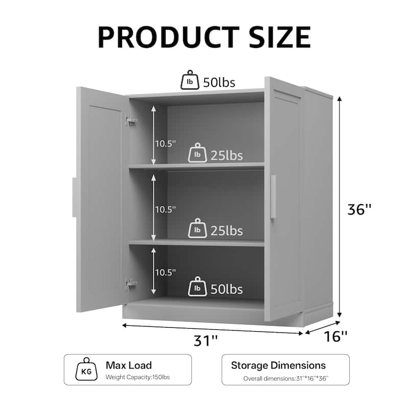 Modular Sideboard Buffet Cabinet with Tempered Glass Doors Credenza Console Table for Living Room Kitchen Dining Room Entryway