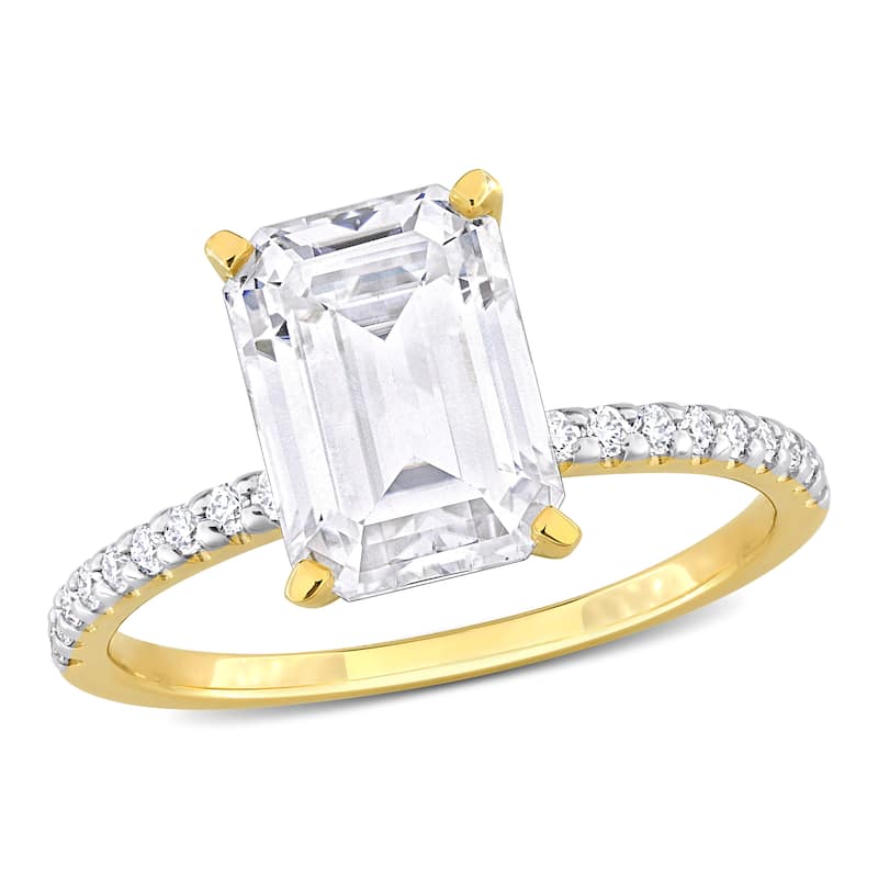 Miadora 3 1/5ct DEW Created Moissanite Engagement Ring 10k Yellow Gold