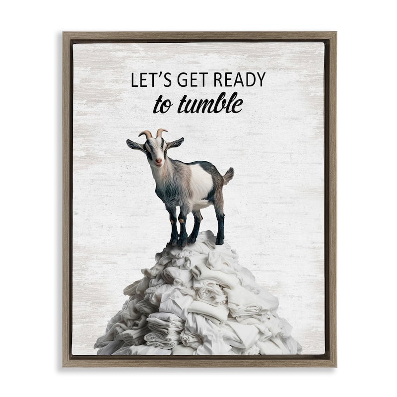 Stupell Ready To Tumble Laundry Framed Floater Canvas Wall Art Design By Lettered and Lined - 17 x 21 - Brown
