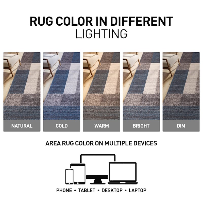 World Rug Gallery Modern Boxes Design Non-slip (Non-skid) Area Rug