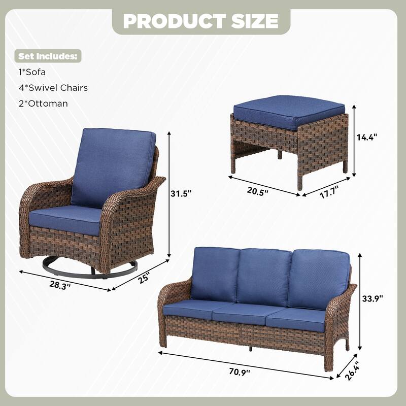 Pocassy Outdoor Patio Furniture Set PE Wicker Sofa Set