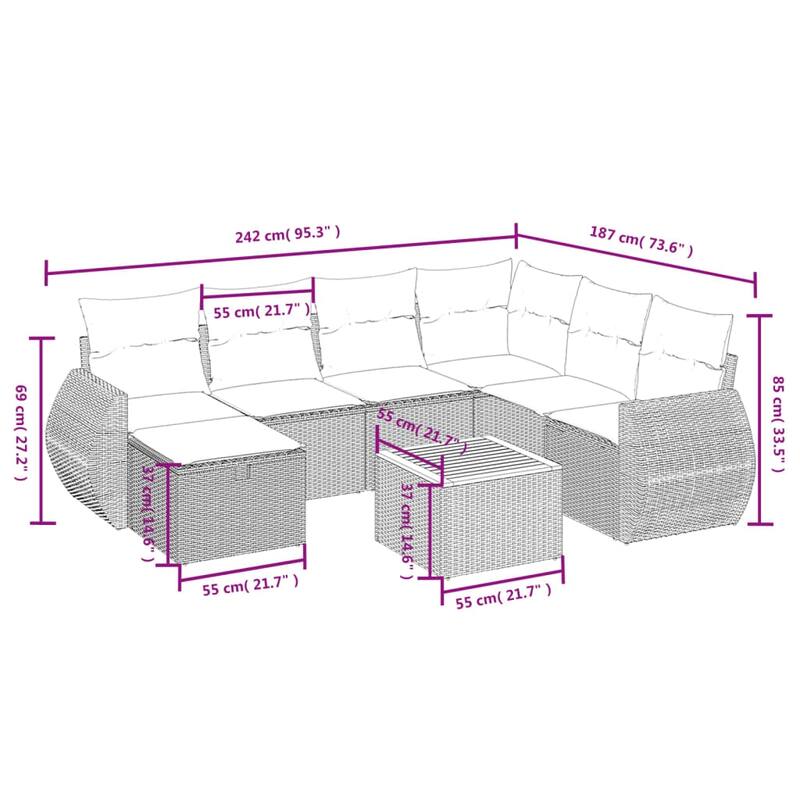 8-Piece Patio Sofa Set