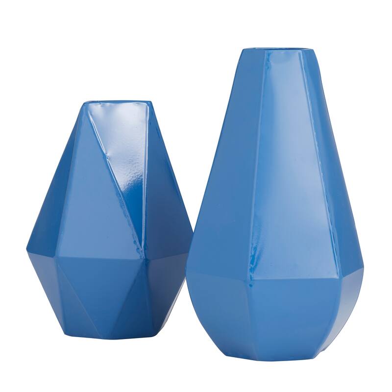 CosmoLiving by Cosmopolitan Metal Geometric Vase (Set of 2) - Blue, Cream, Yellow or White