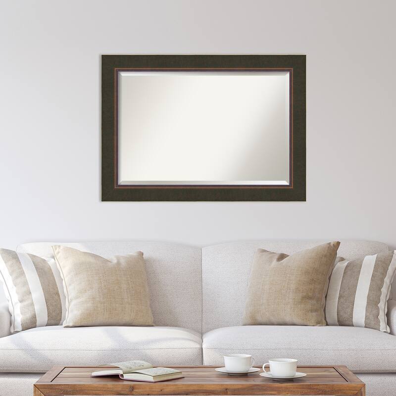 Beveled Wood Wall Mirror - Milano Bronze Frame - Outer Size: 42 x 30 in