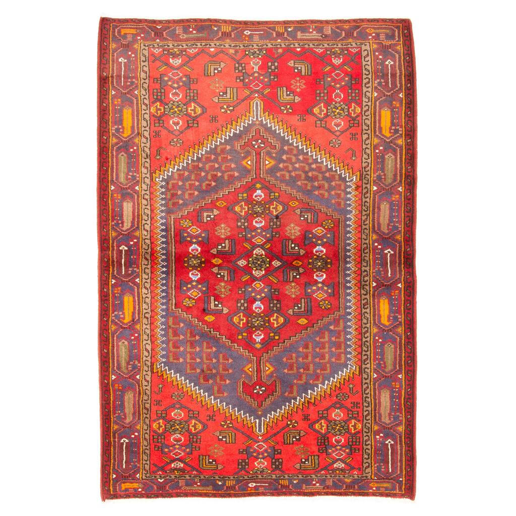 ECARPETGALLERY Hand-knotted Andelz Red Wool Rug - 4'4 x 6'7