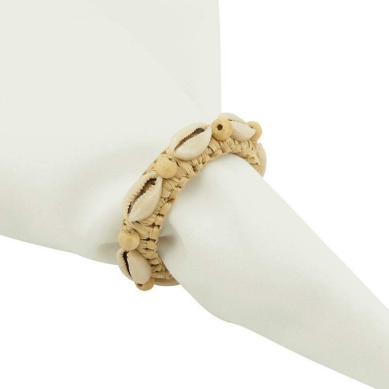Seashell Design Napkin Rings (Set of 4) - Natural