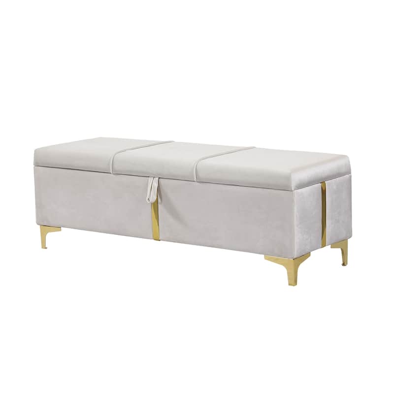Queen Size Upholstered Platform Bed with Hydraulic Storage and Matching Storage Ottoman (2-Piece Set)