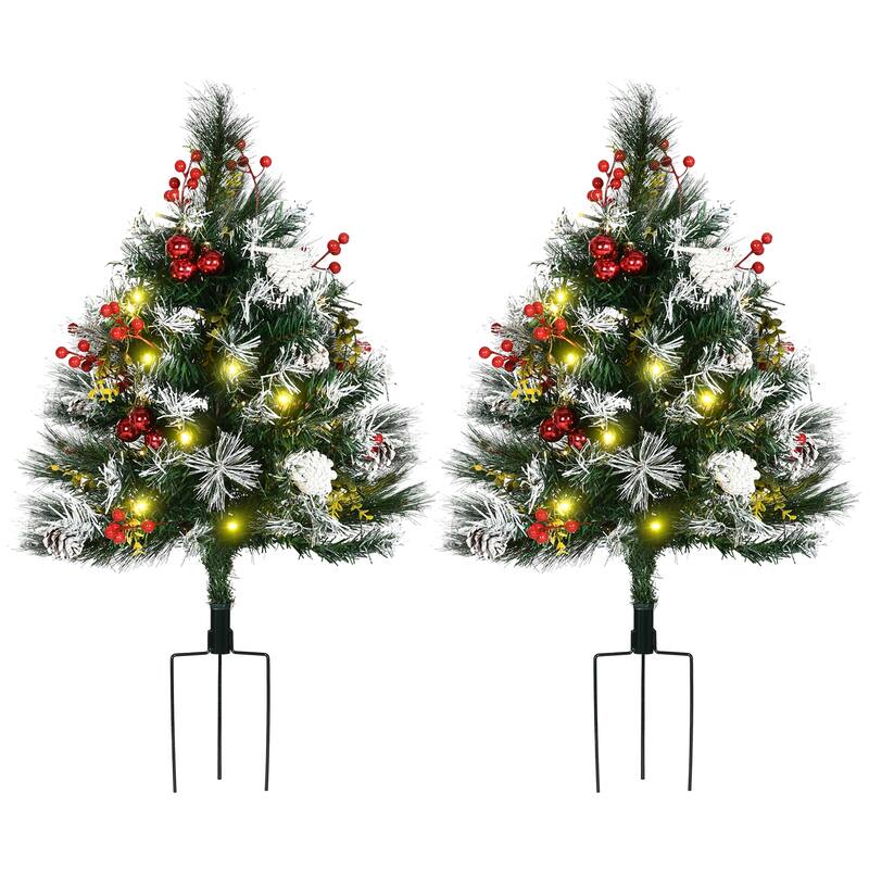 2.5FT Pre-Lit Artificial Christmas Tree with 70 Branches & Warm White LED lights(2PCS Sets)