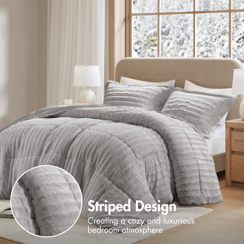 Madison Park York Faux Fur Comforter Mini Set