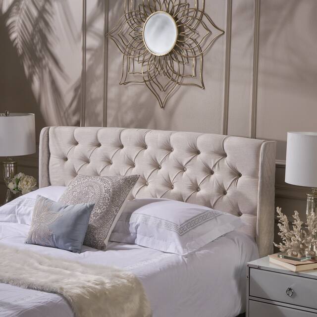 Perryman Full/Queen Wingback Headboard by Christopher Knight Home - Beige