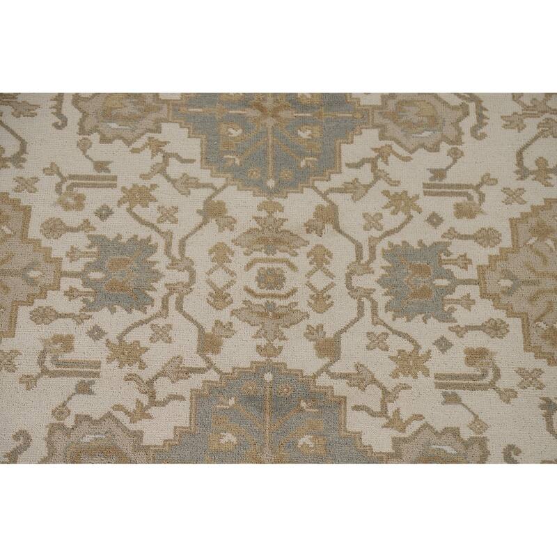 Floral Beige Oushak Oriental Area Rug Handmade Wool Carpet - 8'0"x 10'2"