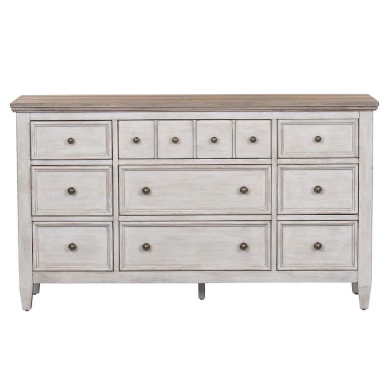 Heartland Antique White Tobacco Dresser & Mirror