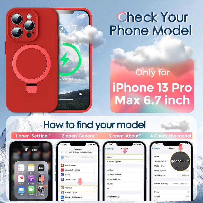 6.7" iPhone 13 Pro Max Case, Liquid Silicone Moisturizing Factor Extreme Soft Slim Phone Case with Stand Compatible with MagSafe