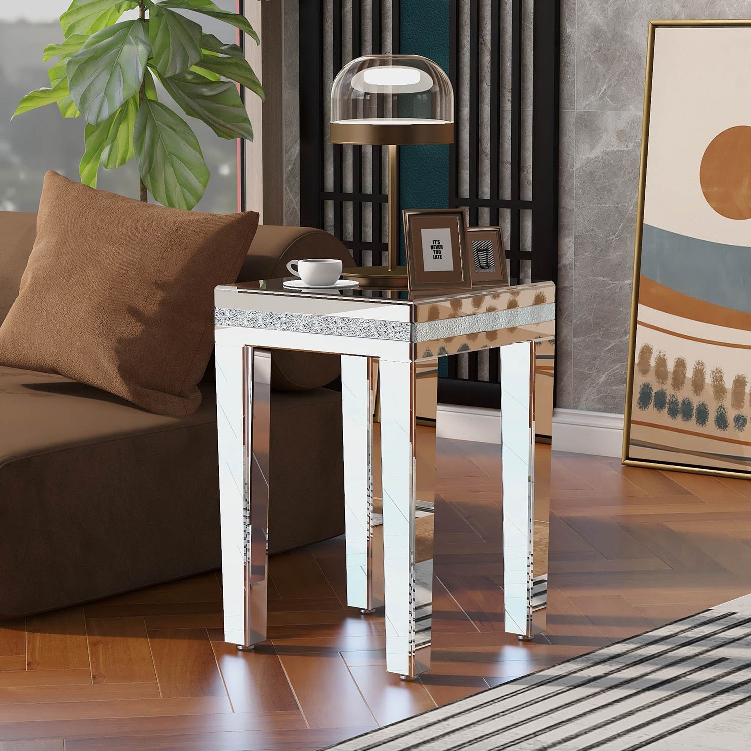 Mirrored glass hotsell telephone table