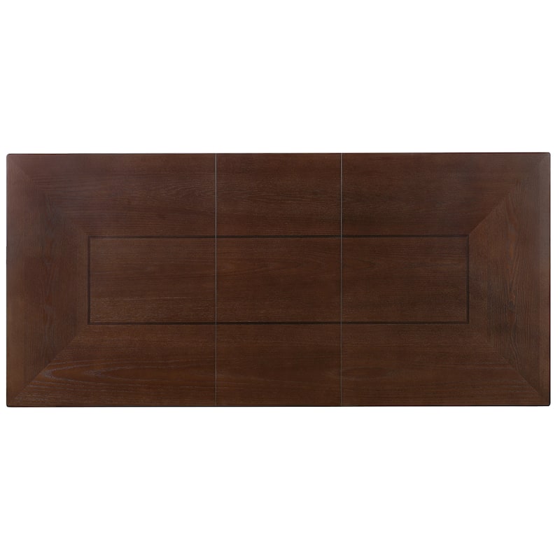 60"-78" Extendable Dining Table with Smooth Rails, Wooden Kitchen Table with Removable Leaf, Double U-Shape Base